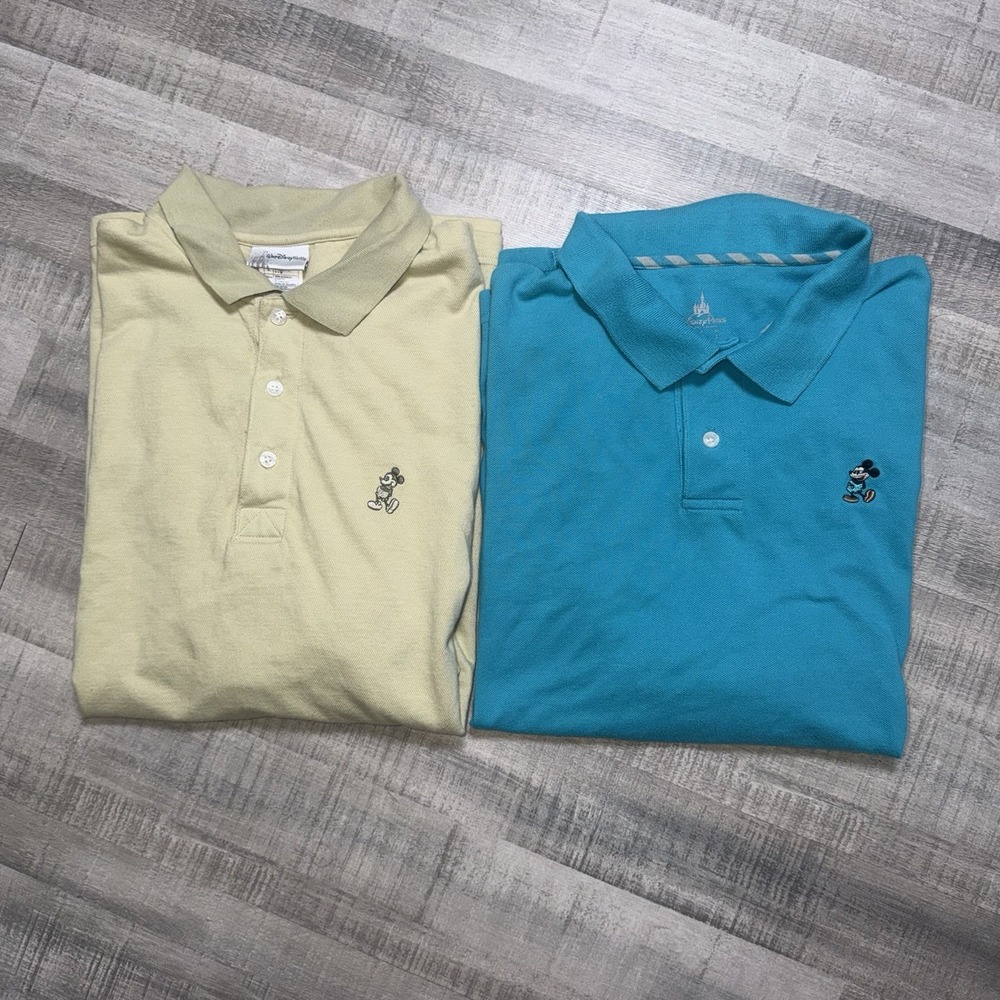 Disney Parks Mens Polo Shirt Embroidered Mickey Mouse Sz L Golf Lot Of 2
